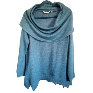 Soft Surroundings XL Cowl Neck Pullover Sweater Green Classic Preppy Soft